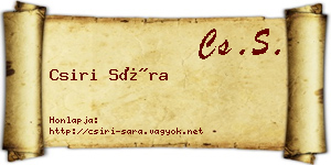 Csiri Sára névjegykártya